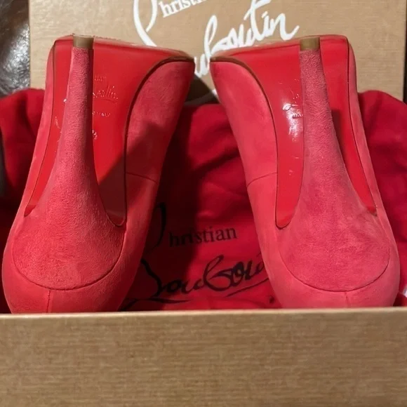 Christian Louboutin Simple pump no platform, 38.5 tender Coral Veau Velour suede - Picture 9 of 10